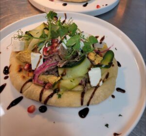 Homemade flatbread with lamb