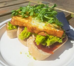 Soughdough topped with chilli jam